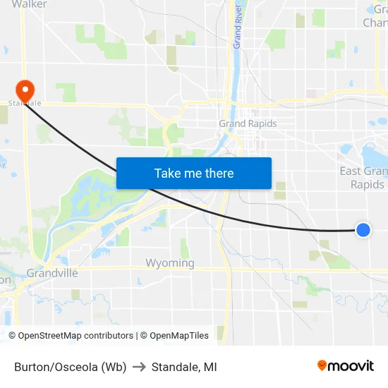 Burton/Osceola (Wb) to Standale, MI map