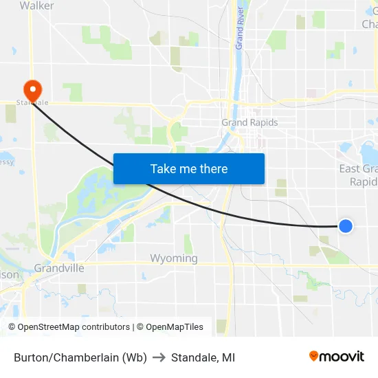 Burton/Chamberlain (Wb) to Standale, MI map