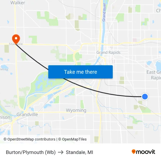 Burton/Plymouth (Wb) to Standale, MI map