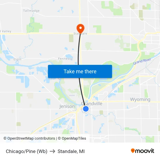 Chicago/Pine (Wb) to Standale, MI map