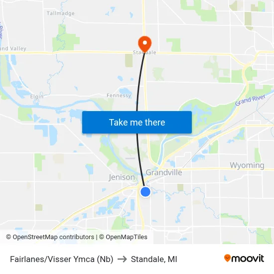 Fairlanes/Visser Ymca (Nb) to Standale, MI map