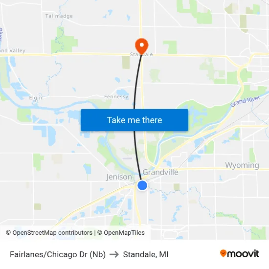 Fairlanes/Chicago Dr (Nb) to Standale, MI map