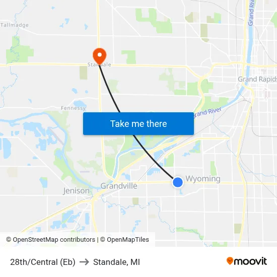 28th/Central (Eb) to Standale, MI map