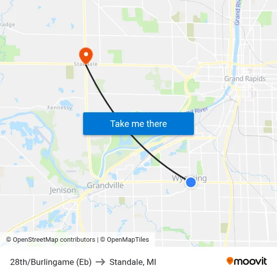 28th/Burlingame (Eb) to Standale, MI map