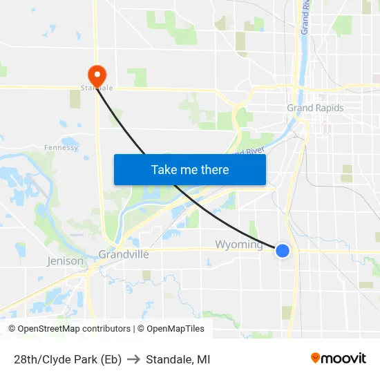 28th/Clyde Park (Eb) to Standale, MI map