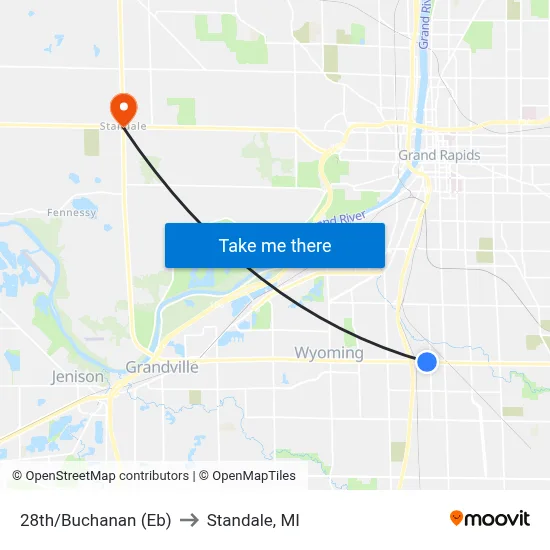 28th/Buchanan (Eb) to Standale, MI map