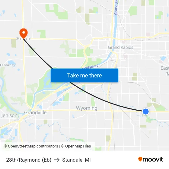 28th/Raymond (Eb) to Standale, MI map