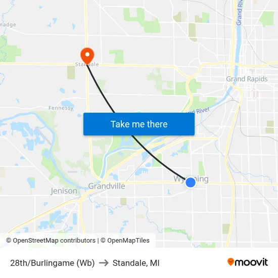 28th/Burlingame (Wb) to Standale, MI map