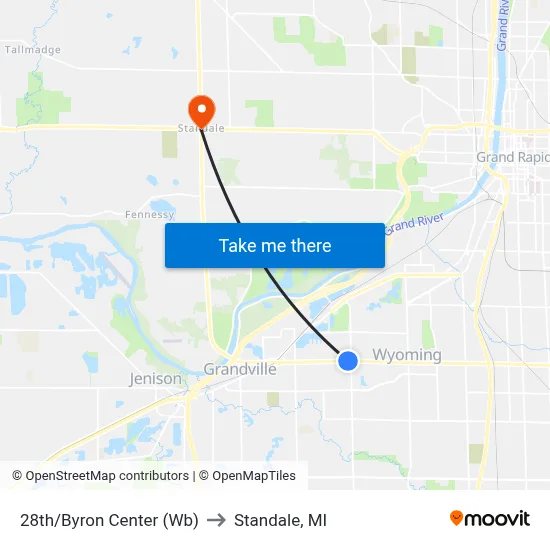 28th/Byron Center (Wb) to Standale, MI map