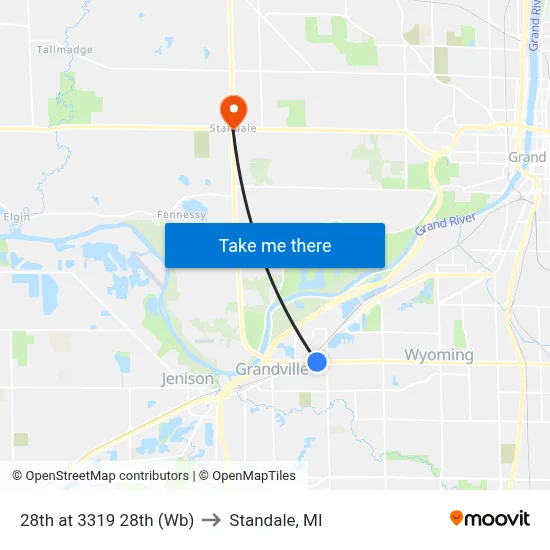 28th at 3319 28th (Wb) to Standale, MI map