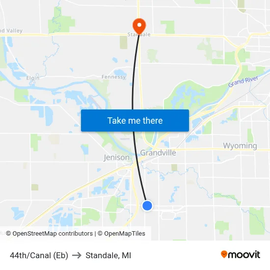 44th/Canal (Eb) to Standale, MI map