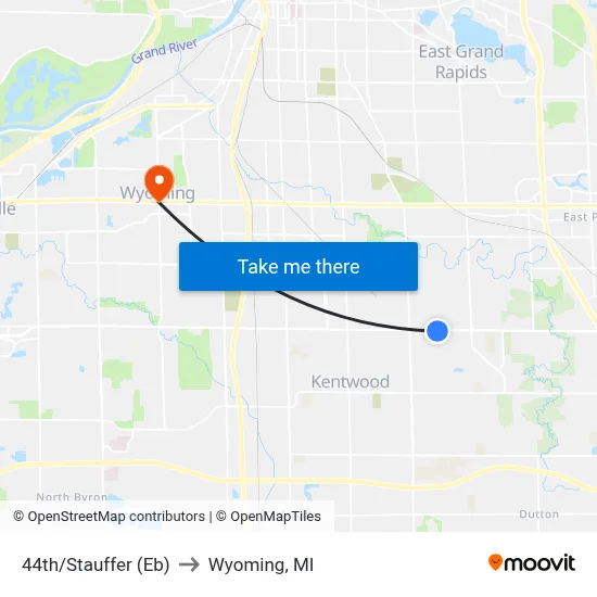 44th/Stauffer (Eb) to Wyoming, MI map