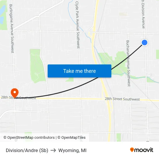 Division/Andre (Sb) to Wyoming, MI map
