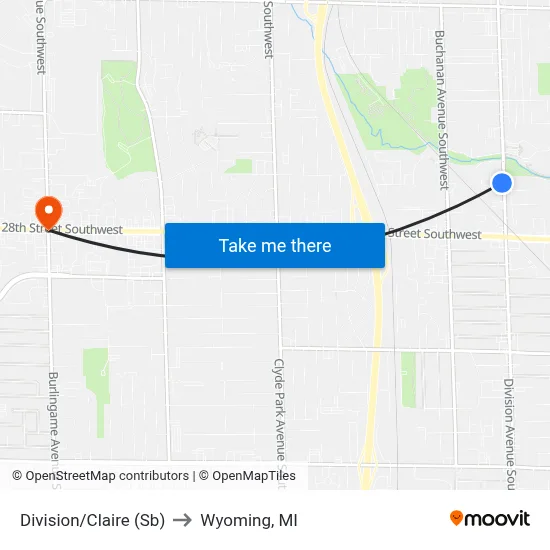 Division/Claire (Sb) to Wyoming, MI map
