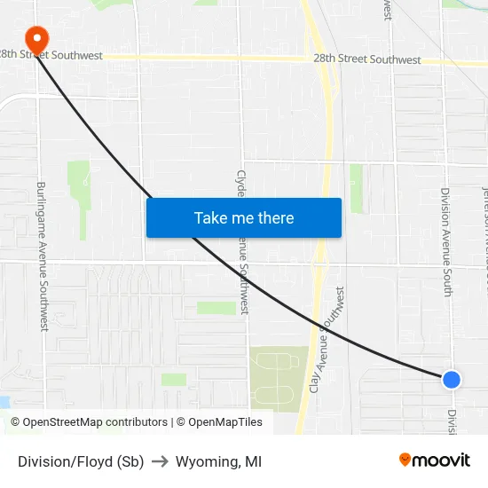 Division/Floyd (Sb) to Wyoming, MI map
