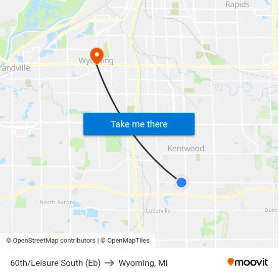 60th/Leisure South (Eb) to Wyoming, MI map