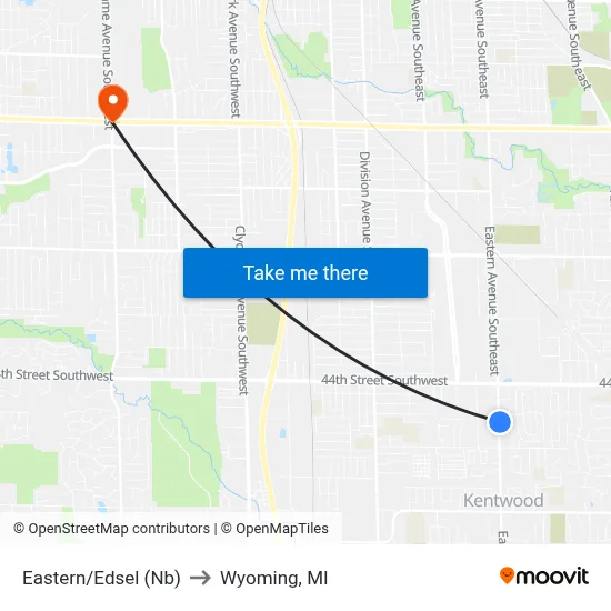 Eastern/Edsel (Nb) to Wyoming, MI map