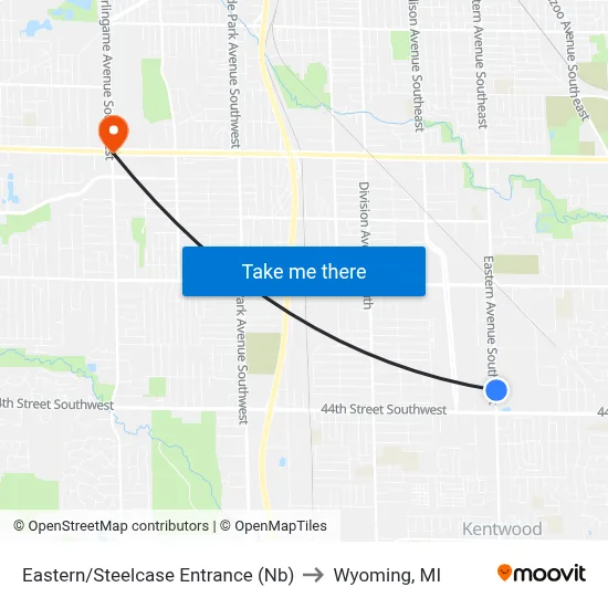 Eastern/Steelcase Entrance (Nb) to Wyoming, MI map