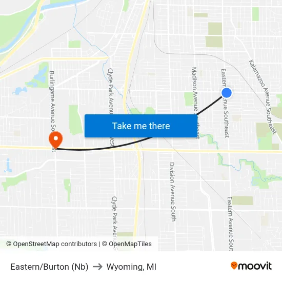 Eastern/Burton (Nb) to Wyoming, MI map
