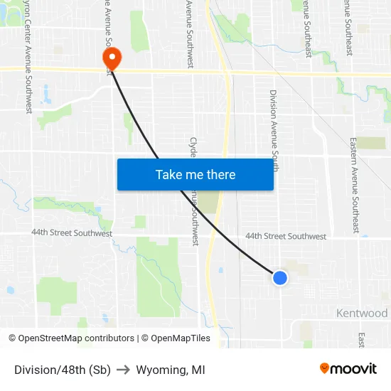Division/48th (Sb) to Wyoming, MI map