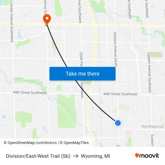 Division/East-West Trail (Sb) to Wyoming, MI map