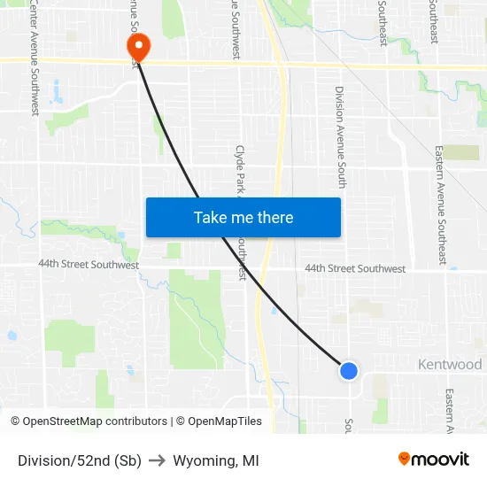 Division/52nd (Sb) to Wyoming, MI map