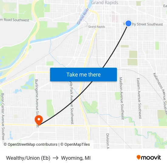 Wealthy/Union (Eb) to Wyoming, MI map