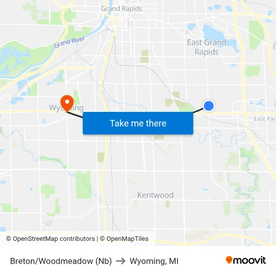 Breton/Woodmeadow (Nb) to Wyoming, MI map