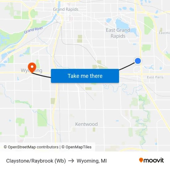 Claystone/Raybrook (Wb) to Wyoming, MI map