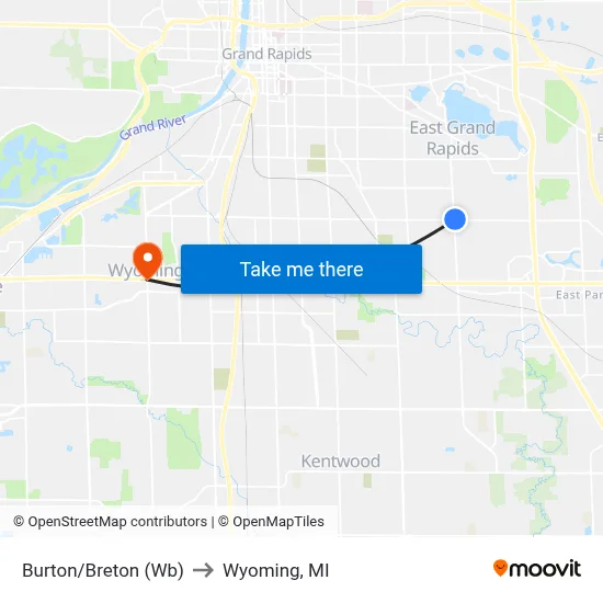 Burton/Breton (Wb) to Wyoming, MI map