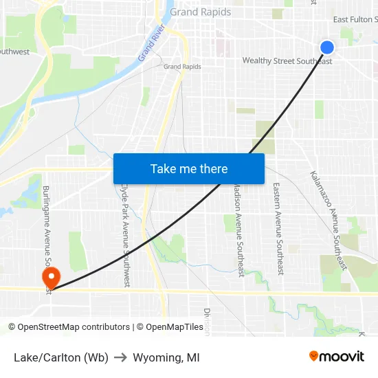 Lake/Carlton (Wb) to Wyoming, MI map