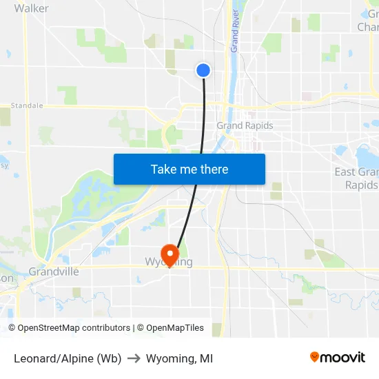 Leonard/Alpine (Wb) to Wyoming, MI map
