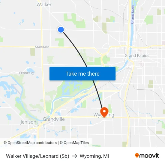 Walker Village/Leonard (Sb) to Wyoming, MI map