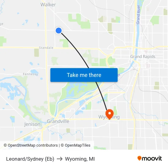 Leonard/Sydney (Eb) to Wyoming, MI map