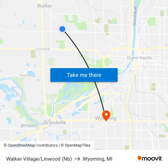 Walker Village/Linwood (Nb) to Wyoming, MI map