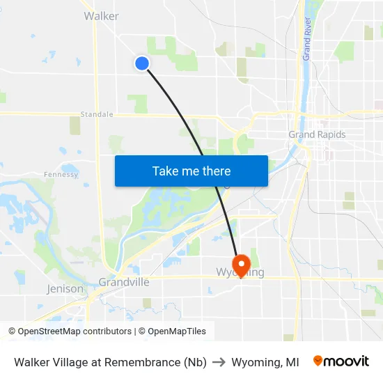 Walker Village at Remembrance (Nb) to Wyoming, MI map