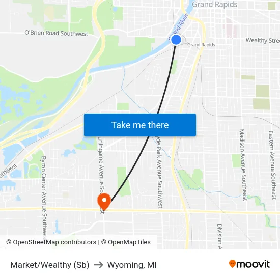 Market/Wealthy (Sb) to Wyoming, MI map