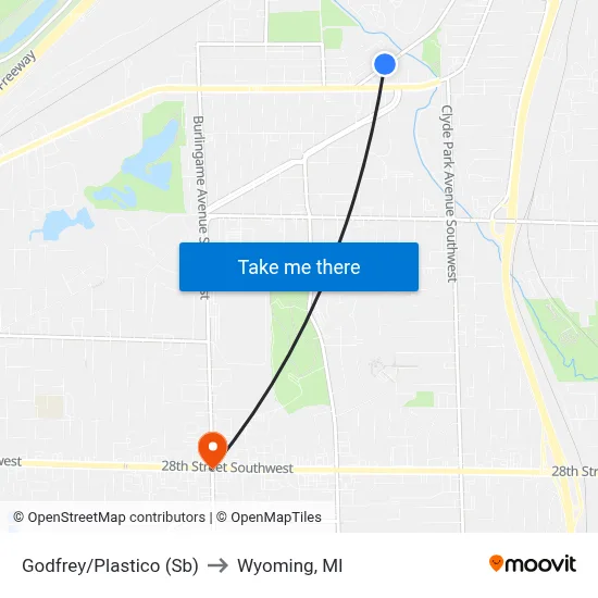 Godfrey/Plastico (Sb) to Wyoming, MI map
