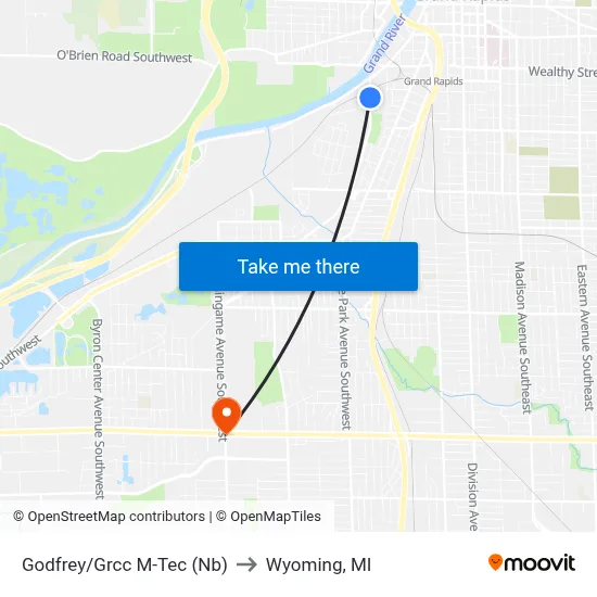 Godfrey/Grcc M-Tec (Nb) to Wyoming, MI map