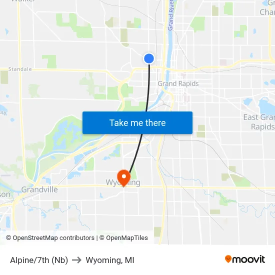 Alpine/7th (Nb) to Wyoming, MI map
