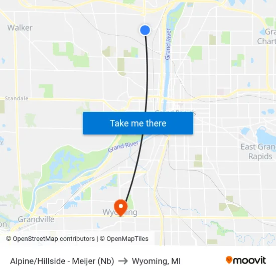 Alpine/Hillside - Meijer (Nb) to Wyoming, MI map