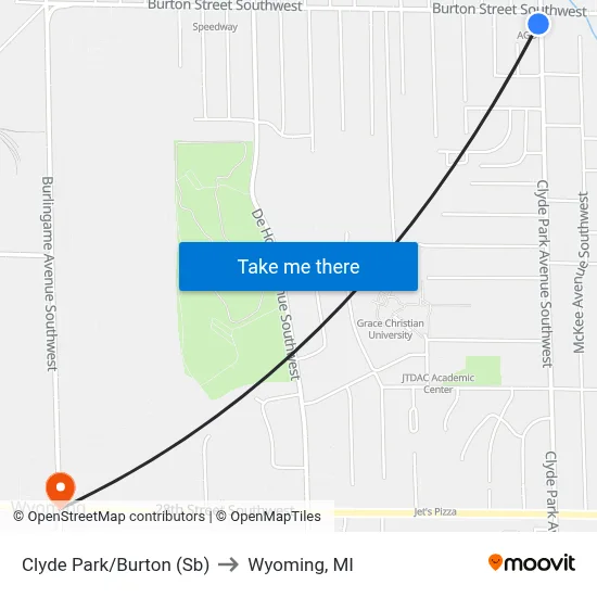 Clyde Park/Burton (Sb) to Wyoming, MI map