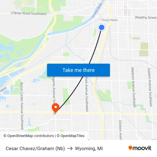 Cesar Chavez/Graham (Nb) to Wyoming, MI map