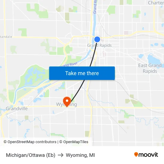 Michigan/Ottawa (Eb) to Wyoming, MI map