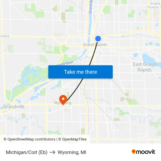 Michigan/Coit (Eb) to Wyoming, MI map