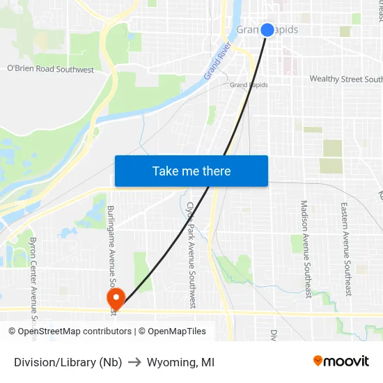 Division/Library (Nb) to Wyoming, MI map