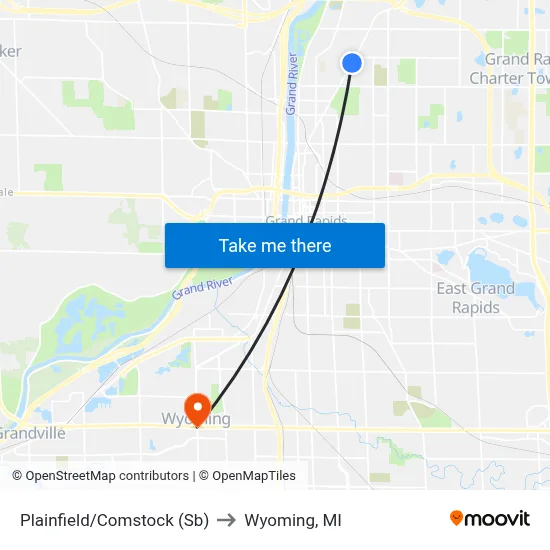 Plainfield/Comstock (Sb) to Wyoming, MI map
