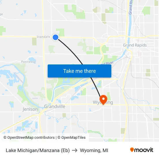 Lake Michigan/Manzana (Eb) to Wyoming, MI map