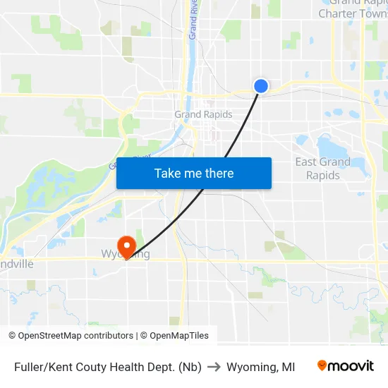 Fuller/Kent Couty Health Dept. (Nb) to Wyoming, MI map