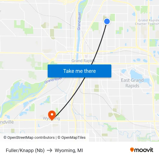 Fuller/Knapp (Nb) to Wyoming, MI map